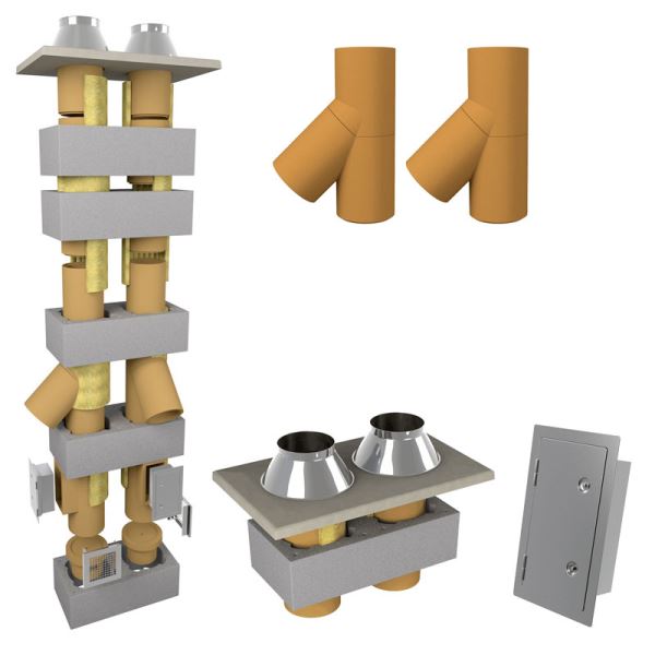 CS komín Universal dvouprůduch Optimal PLUS 200-45°/180-45° - 15,0 m