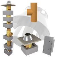 CS komín Universal jednoprůduch s vent. šachtou Optimal PLUS 160 mm kouřovod 90°