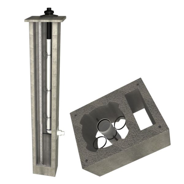 CS komín PLAST jednoprůduch s ventilační šachtou 80 mm