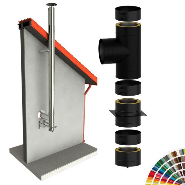 CS komín MKD s odnímatelným dnem průměr 150 mm kouřovod 90° - lakovaný RAL