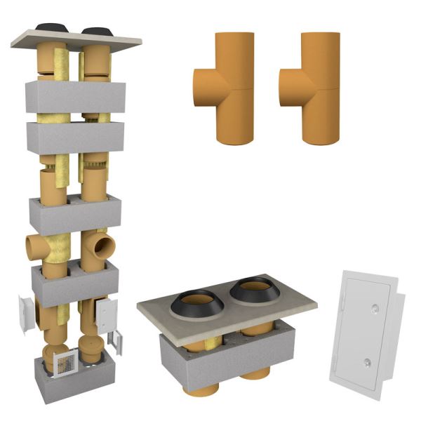 CS komín Universal dvouprůduch Optimal 200-90°/200-90° - 15,5 m