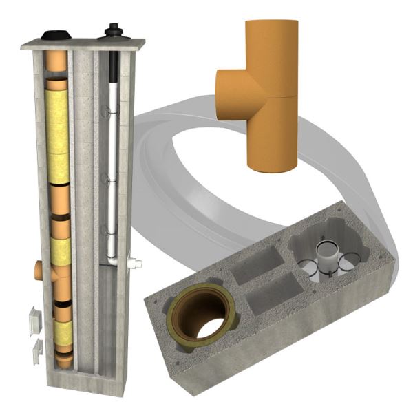 CS komín PLAST dvouprůduch s ventilační šachtou Standard pr. 160/80 mm 90°