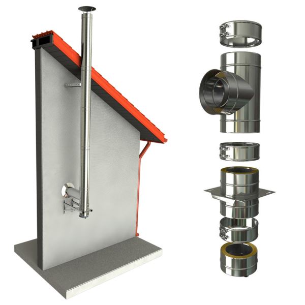 CS komín MKD s odnímatelným dnem průměr 160 mm kouřovod 90° - 10,46 m