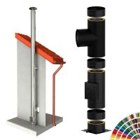 CS komín MKD s vybíracími dvířky průměr 150 mm kouřovod 90° - lakovaný RAL