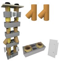 CS komín Universal dvouprůduch s vent. šachtou Optimal 200-45°/180-45°