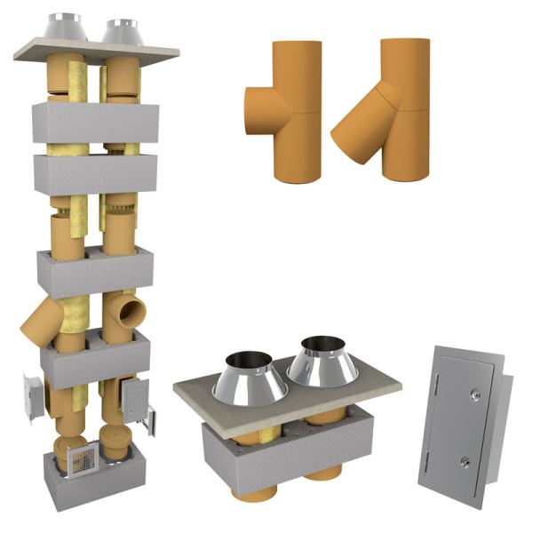 CS komín Universal dvouprůduch Optimal PLUS 160-45°/160-90° - 4,0 m