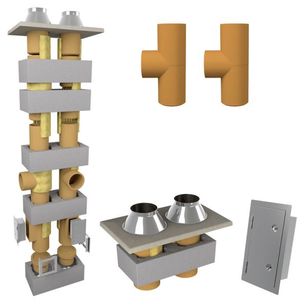 CS komín Universal dvouprůduch Optimal PLUS 180-90°/180-90° - 7,5 m