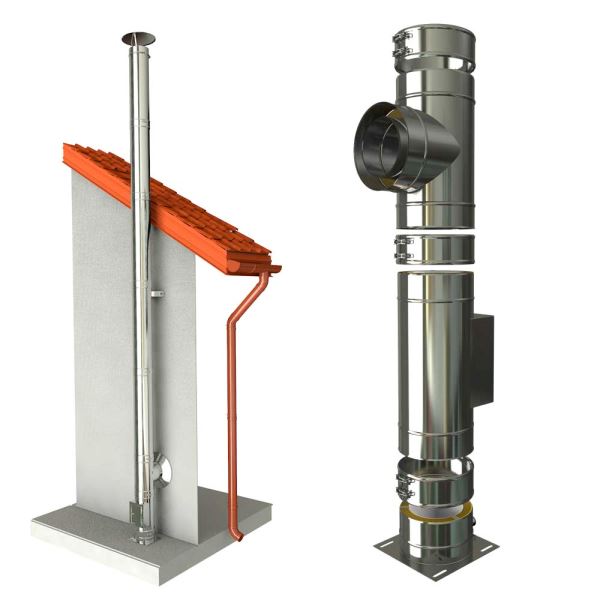 CS komín MKD s vybíracími dvířky průměr 160 mm kouřovod 90°
